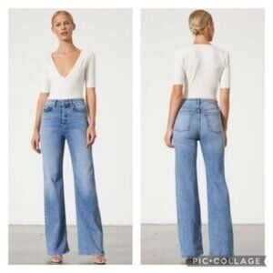 GRLFRND Carla Women Blue Medium Wash High Rise Wide Leg Jeans Size 30x29